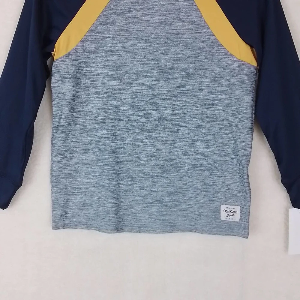 Oshkosh Boys Rash Guard Tee 4 Blue Gray Active Wear Top Outdoor‎ Long Sleeve
